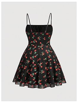 ワンピース hlt Cherry Pattern Layered Cami Dress Fubail / Cherry Pattern Layered Cami Dress